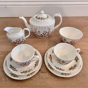 Aynsley COTTAGE GARDEN Tea Set For 2‎ - Teapot Creamer Sugar Cups Plates NWT Vtg